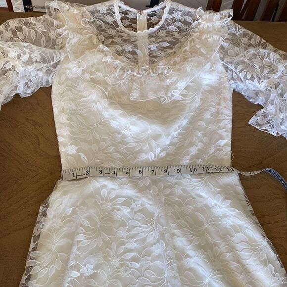 Vintage 70's White Lace Cottagecore Maxi Wedding Gown from Germany Size Small - Picture 11 of 15